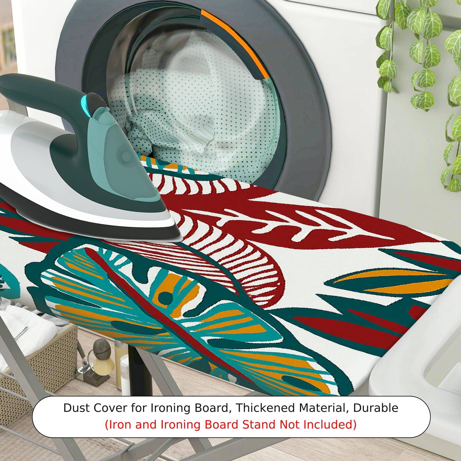 1-Piece Leaves Floral Tropical  Ironing Board Cover, Universal Size, Without Board