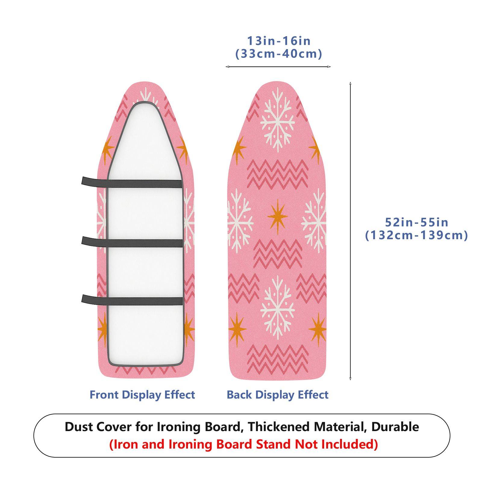 1-Piece Snowflake Star Pattern Pink  Ironing Board Cover, Universal Size, Without Board