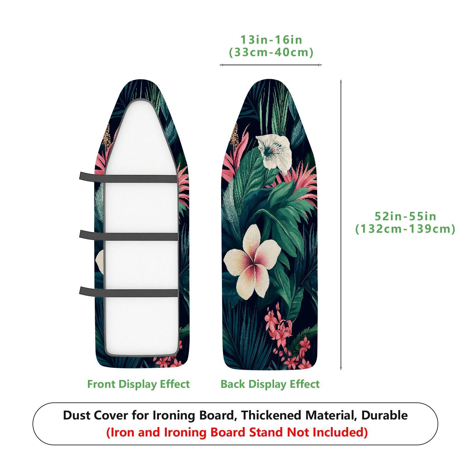 1-Piece Tropical Floral Leaf  Ironing Board Cover, Universal Size, Without Board