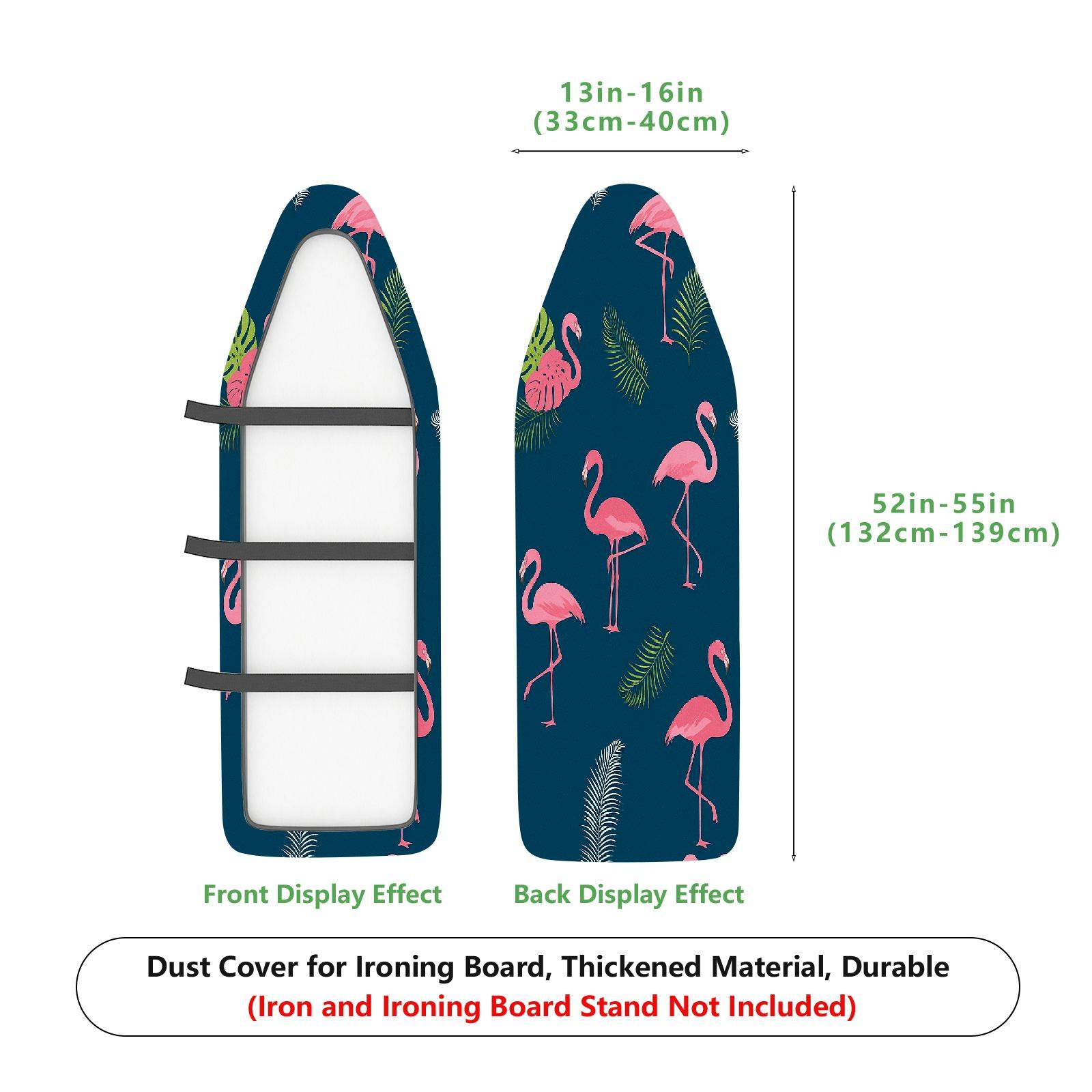 1-Piece Flamingo Tropical Leaves  Ironing Board Cover, Universal Size, Without Board