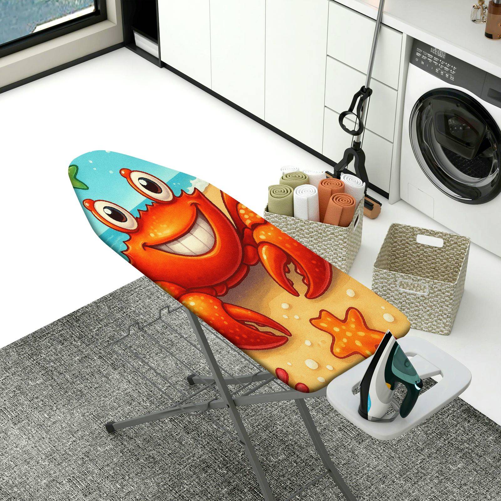 1-Piece Sea Crab Starfish  Ironing Board Cover, Universal Size, Without Board