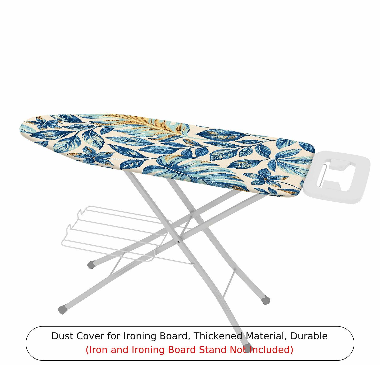 1-Piece Blue Leaf Pattern Nature Tropical  Ironing Board Cover, Universal Size, Without Board