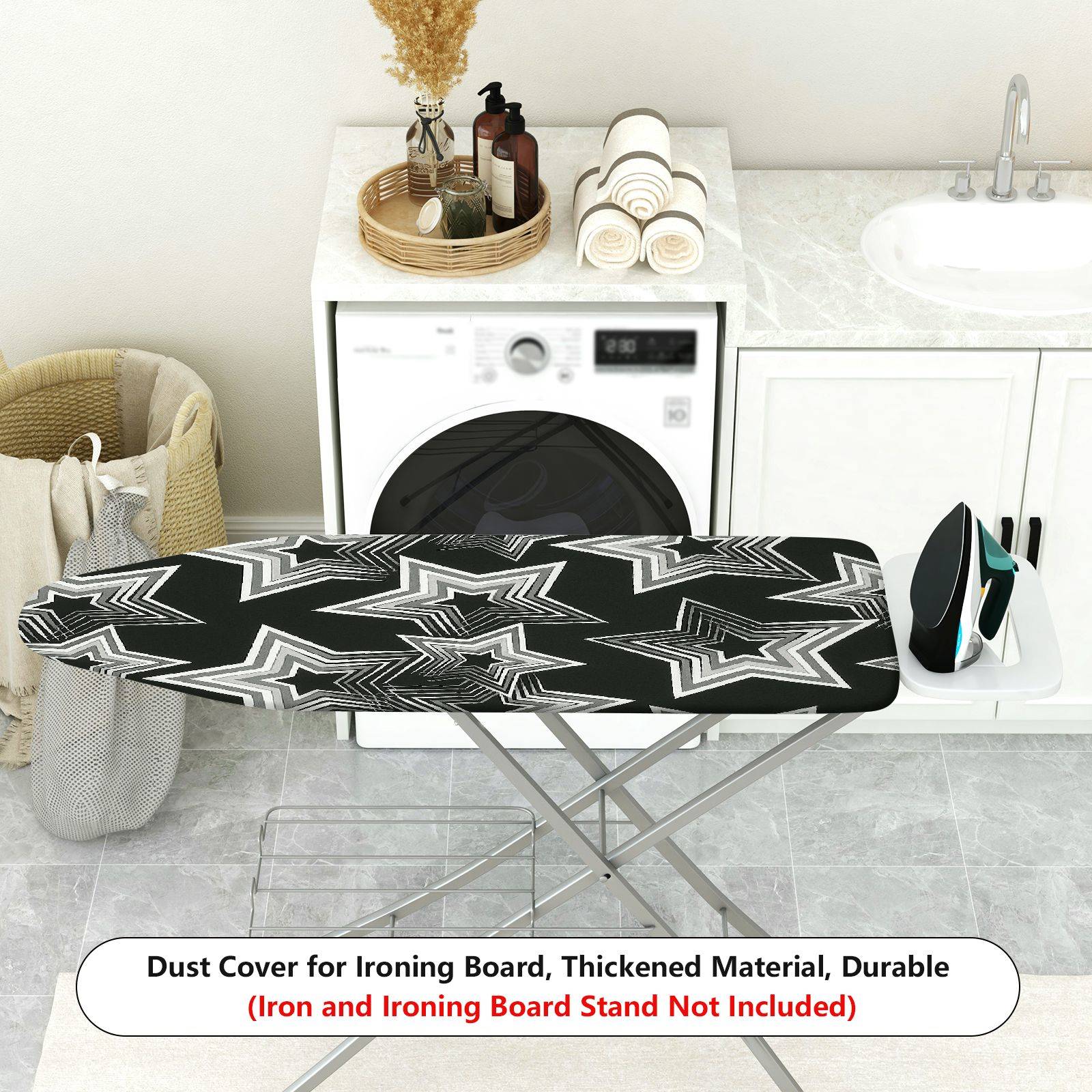 1-Piece Star Pattern Geometric Black  Ironing Board Cover, Universal Size, Without Board