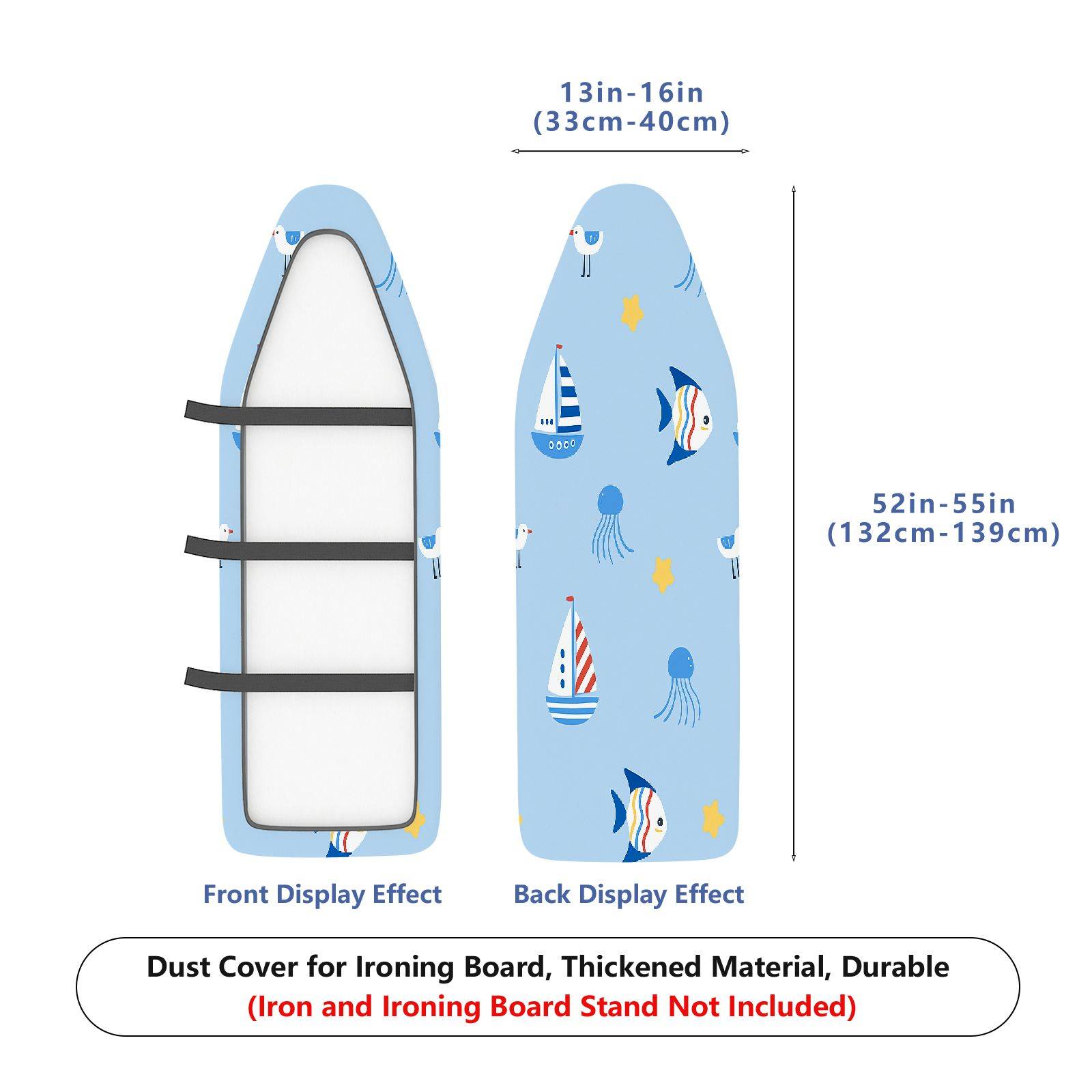 1-Piece Sea Fish Boat Star  Ironing Board Cover, Universal Size, Without Board