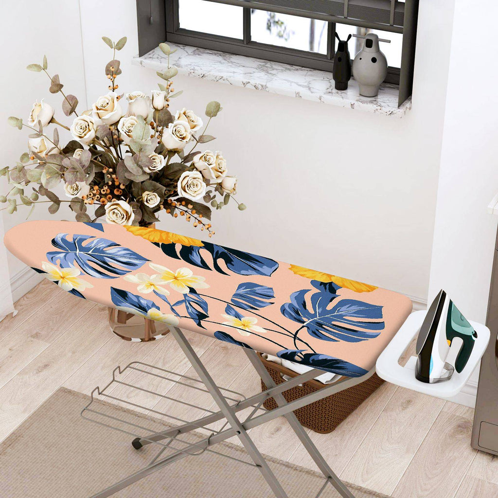 1-Piece Floral Tropical Leaves Yellow  Ironing Board Cover, Universal Size, Without Board