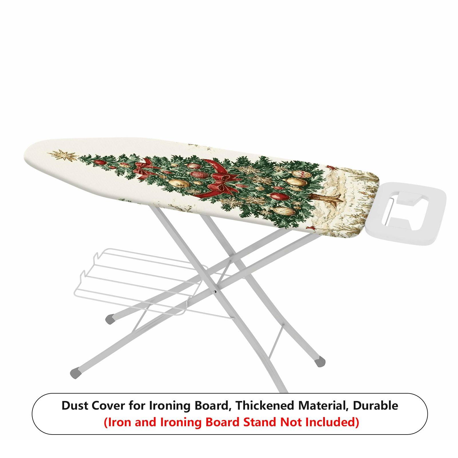 1-Piece Christmas Tree Red Bow Green Ornament  Ironing Board Cover, Universal Size, Without Board