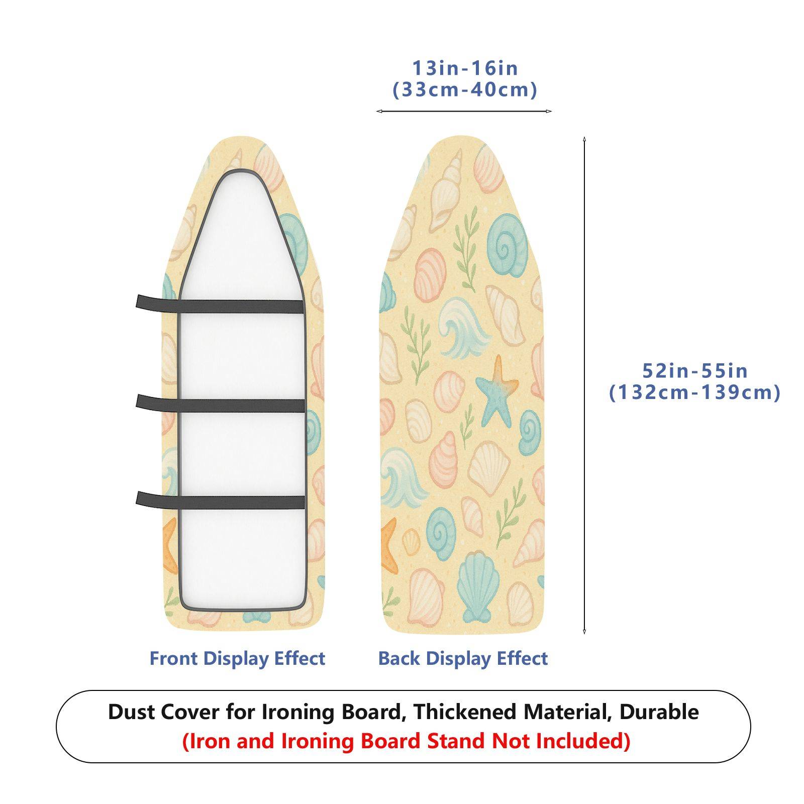 1-Piece Seashell Ocean Starfish  Ironing Board Cover, Universal Size, Without Board