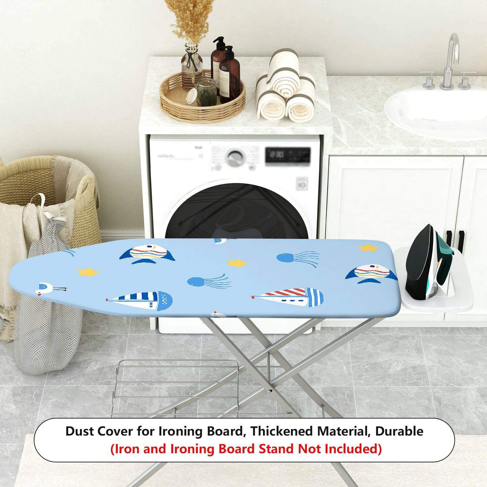 1-Piece Sea Fish Boat Star  Ironing Board Cover, Universal Size, Without Board