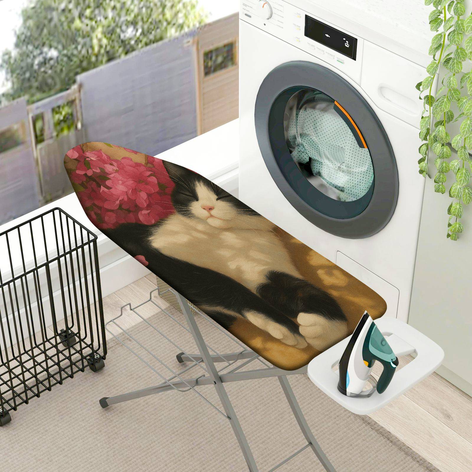 1-Piece Cat Flower Sleep  Ironing Board Cover, Universal Size, Without Board