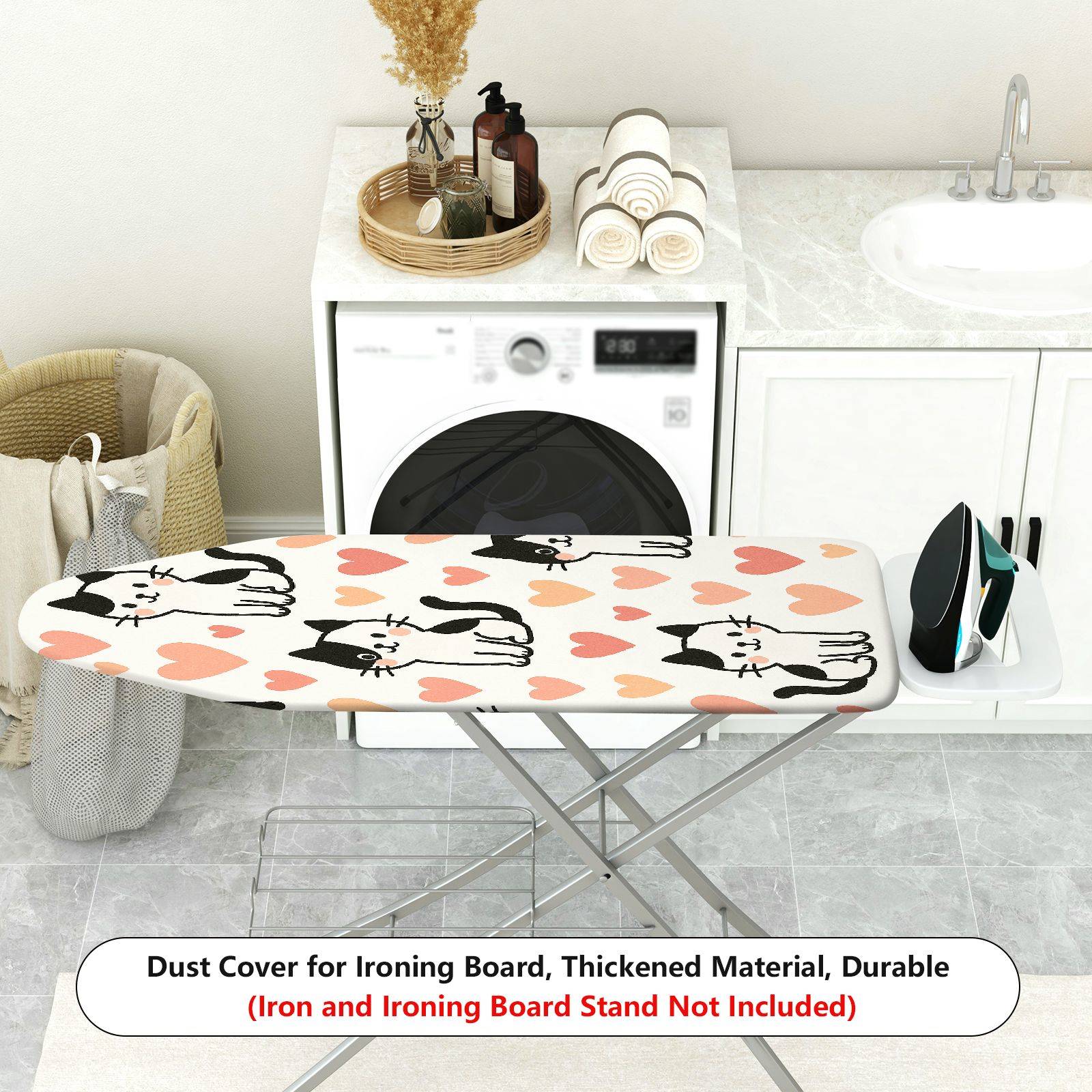 1-Piece Heart Cat Lovely  Ironing Board Cover, Universal Size, Without Board