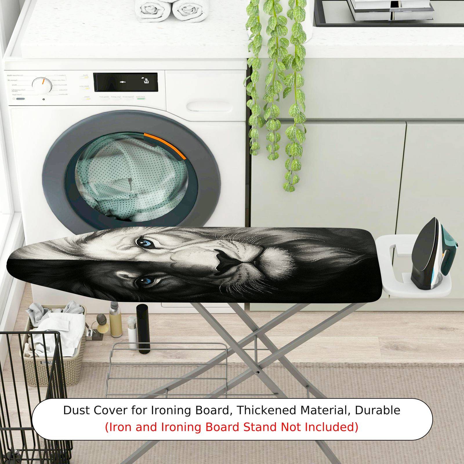 1-Piece Lion Animal Art Black  Ironing Board Cover, Universal Size, Without Board