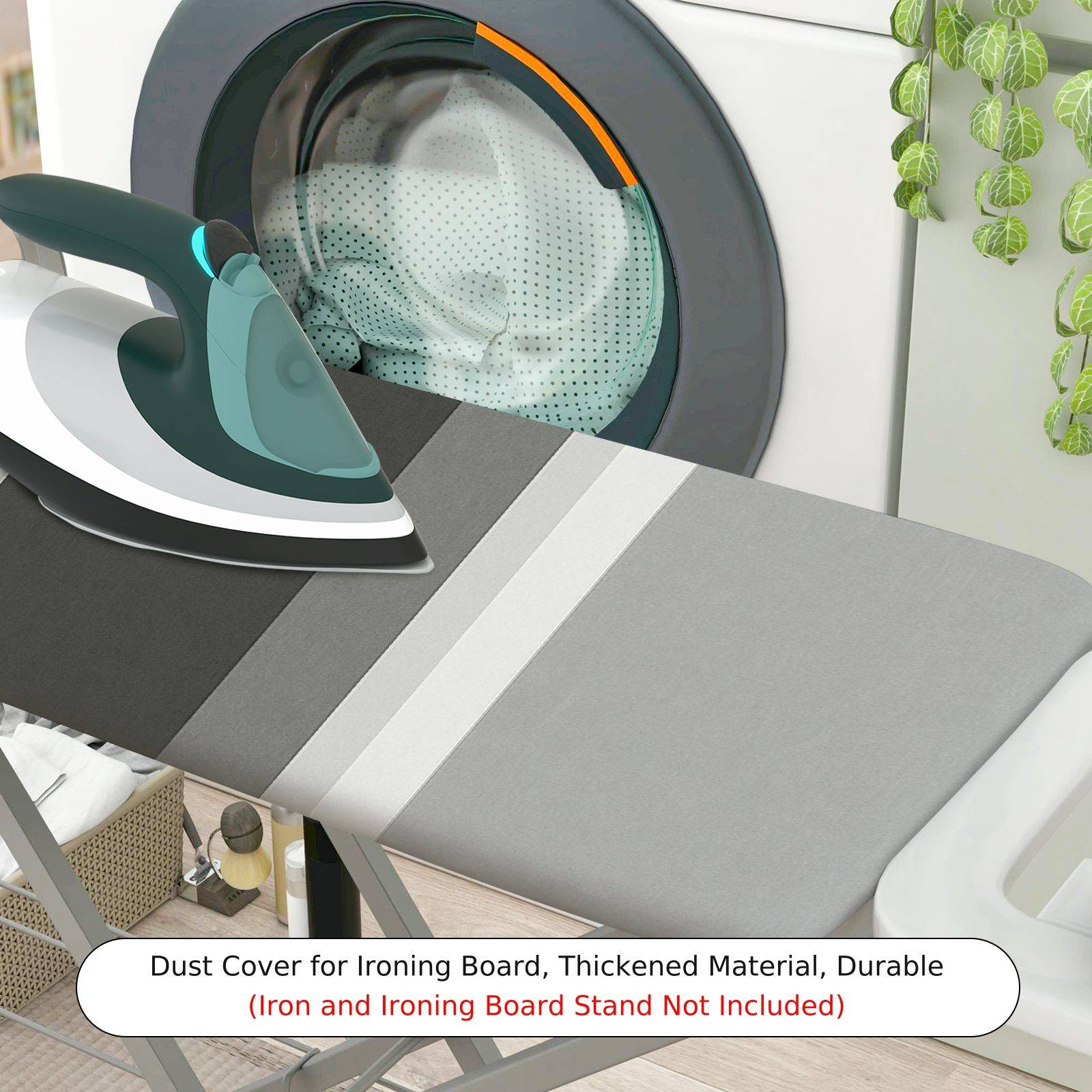 1-Piece Striped Gray Black  Ironing Board Cover, Universal Size, Without Board