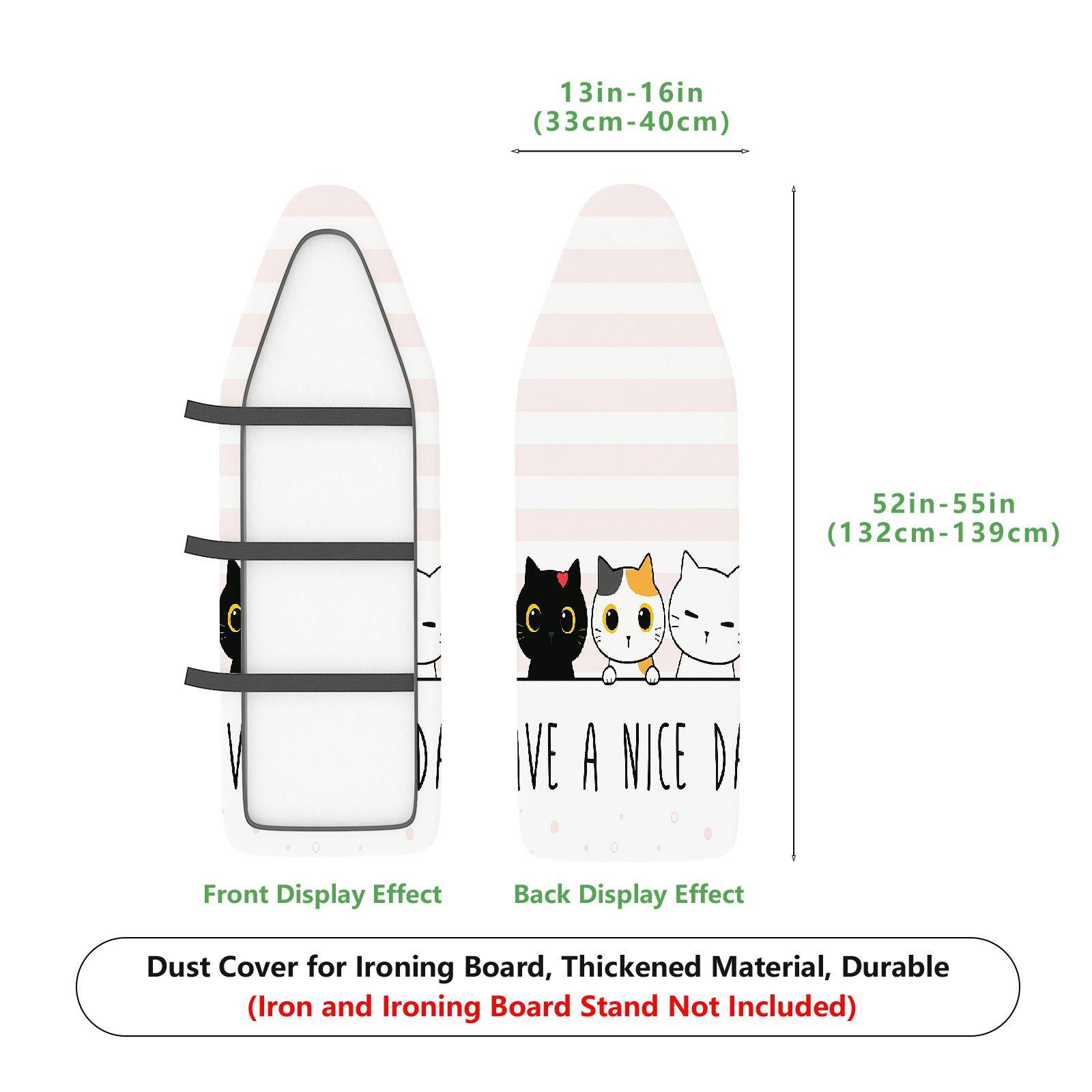 1-Piece Stripe  Cats  Ironing Board Cover, Universal Size, Without Board