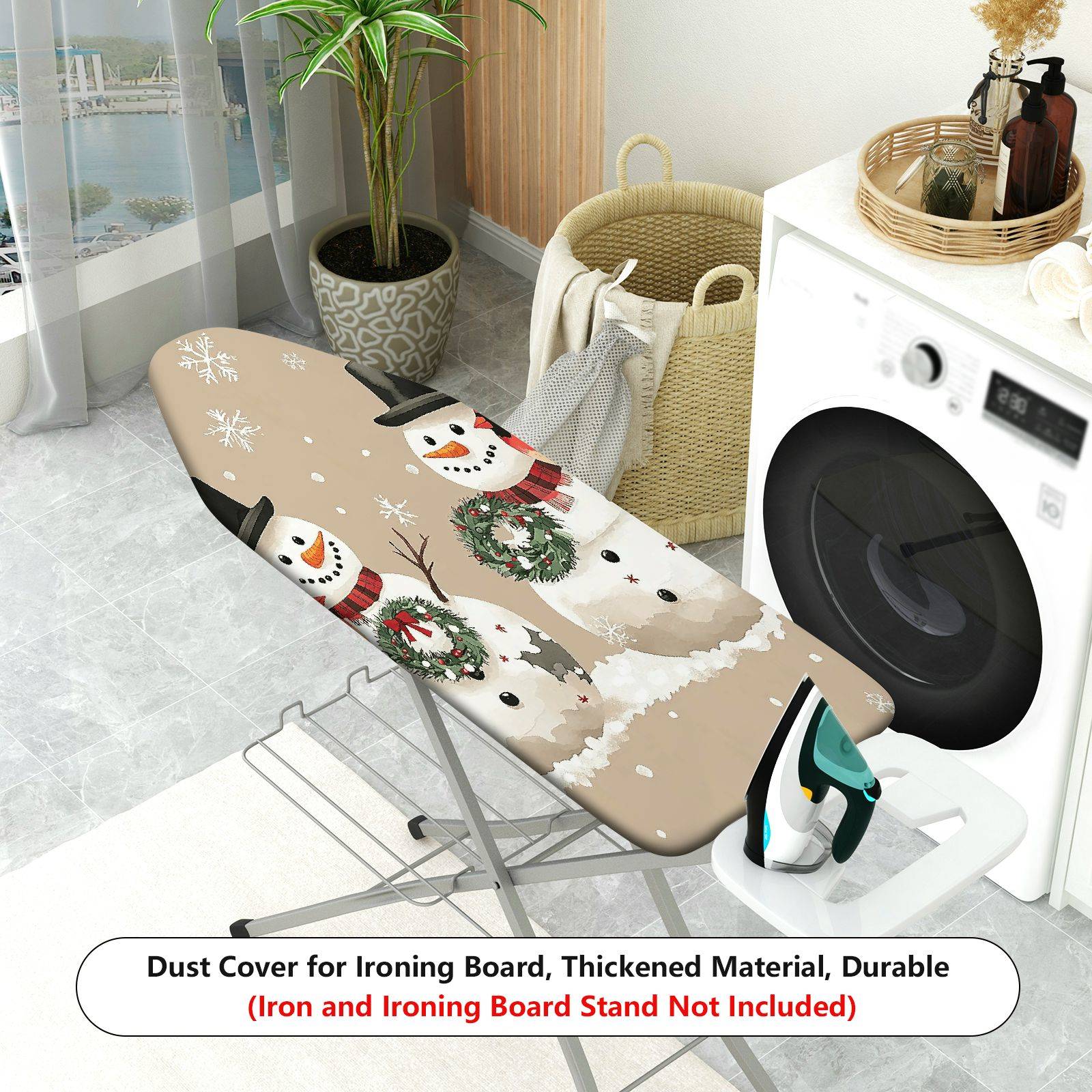1-Piece Snowman Christmas Festive  Ironing Board Cover, Universal Size, Without Board