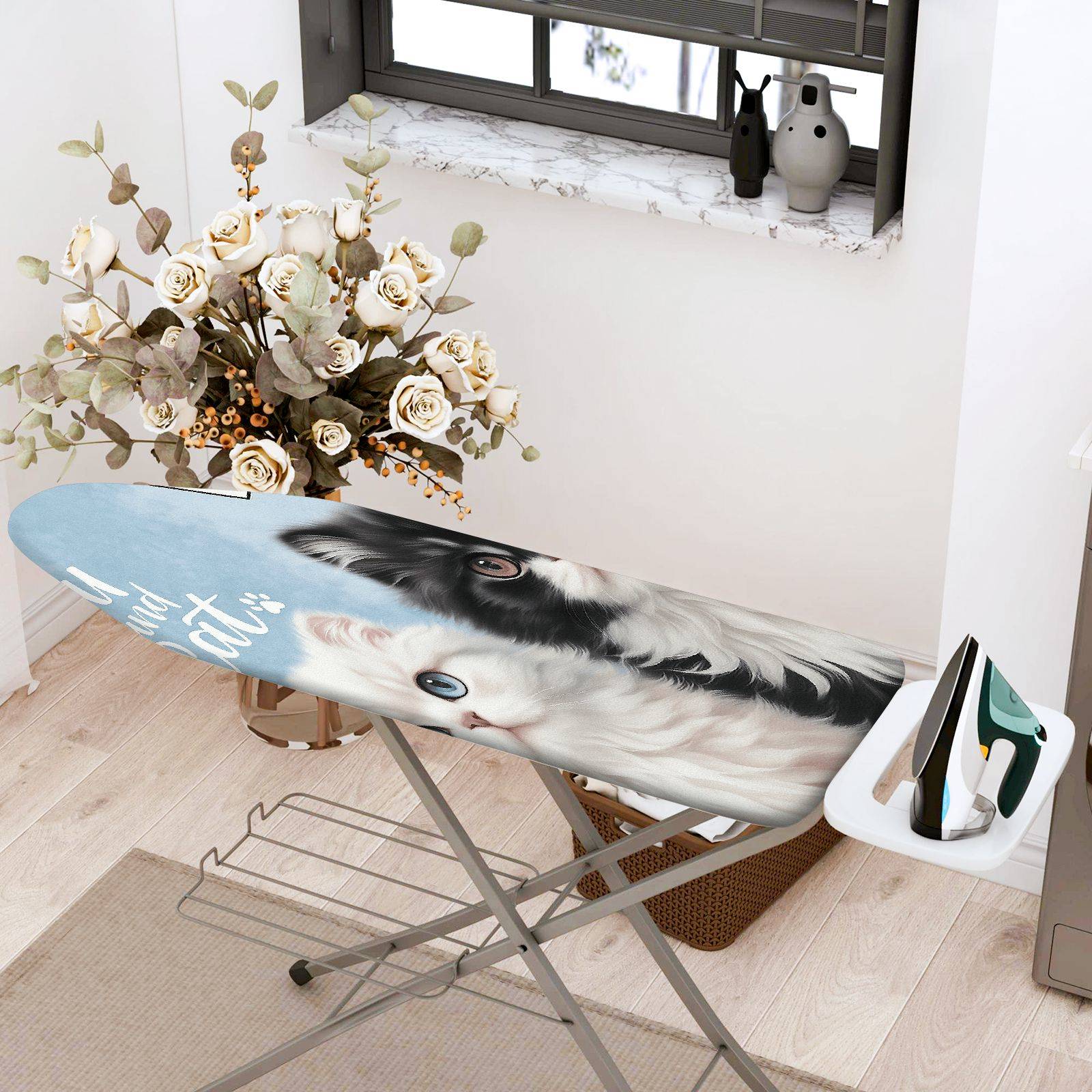 1-Piece Cat Kitten Feline  Ironing Board Cover, Universal Size, Without Board