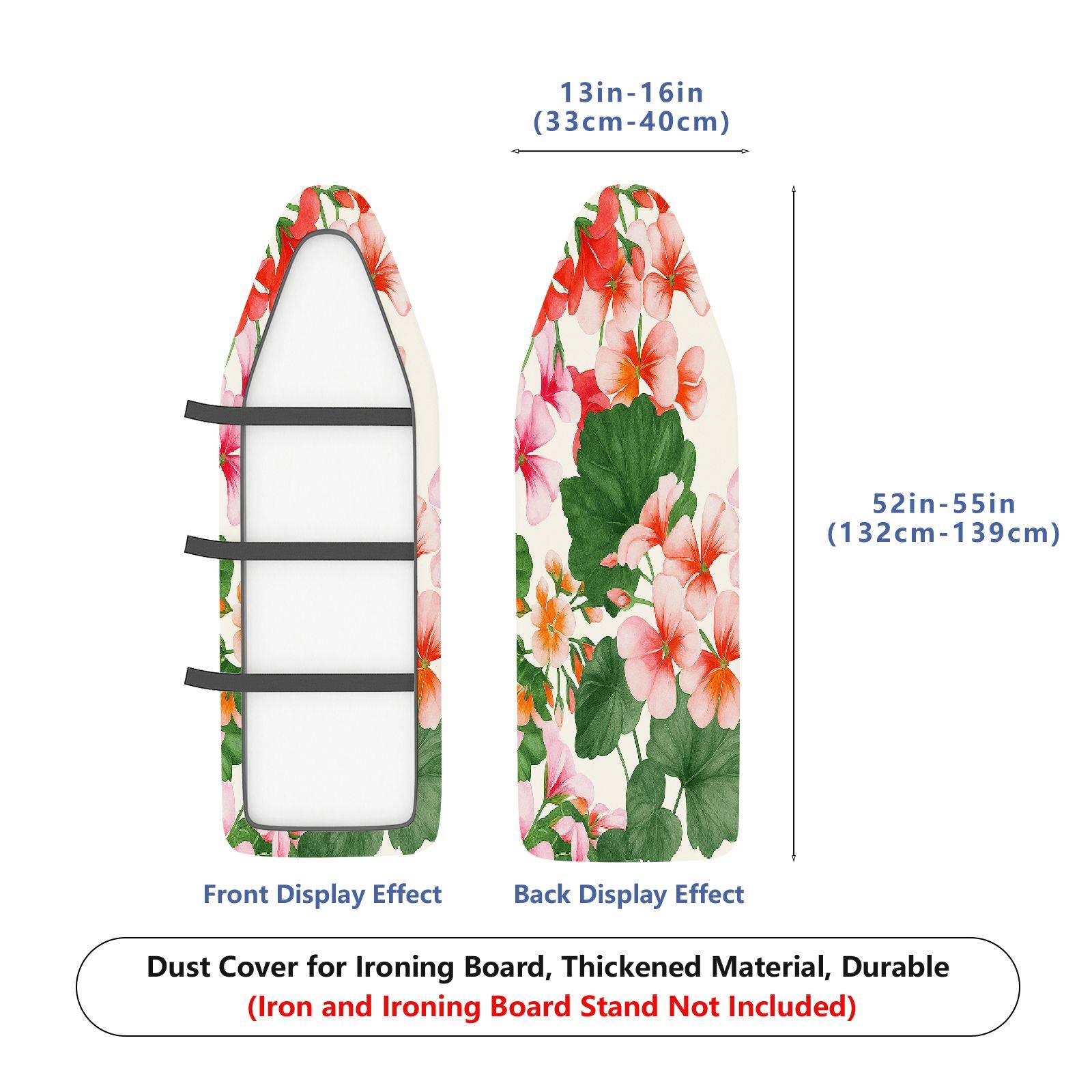 1-Piece Floral Tropical Colorful  Ironing Board Cover, Universal Size, Without Board