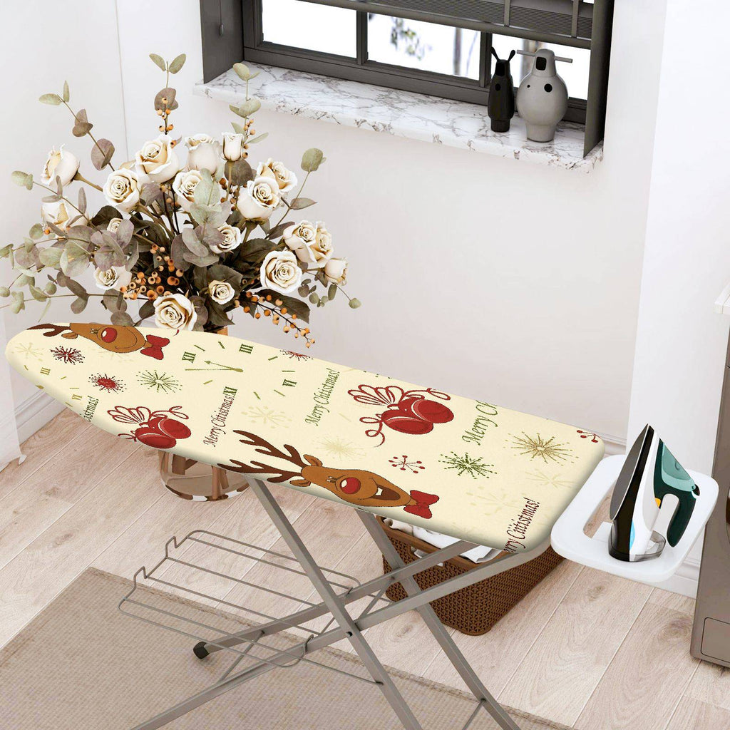 1-Piece Reindeer Snowflakes Bells  Ironing Board Cover, Universal Size, Without Board