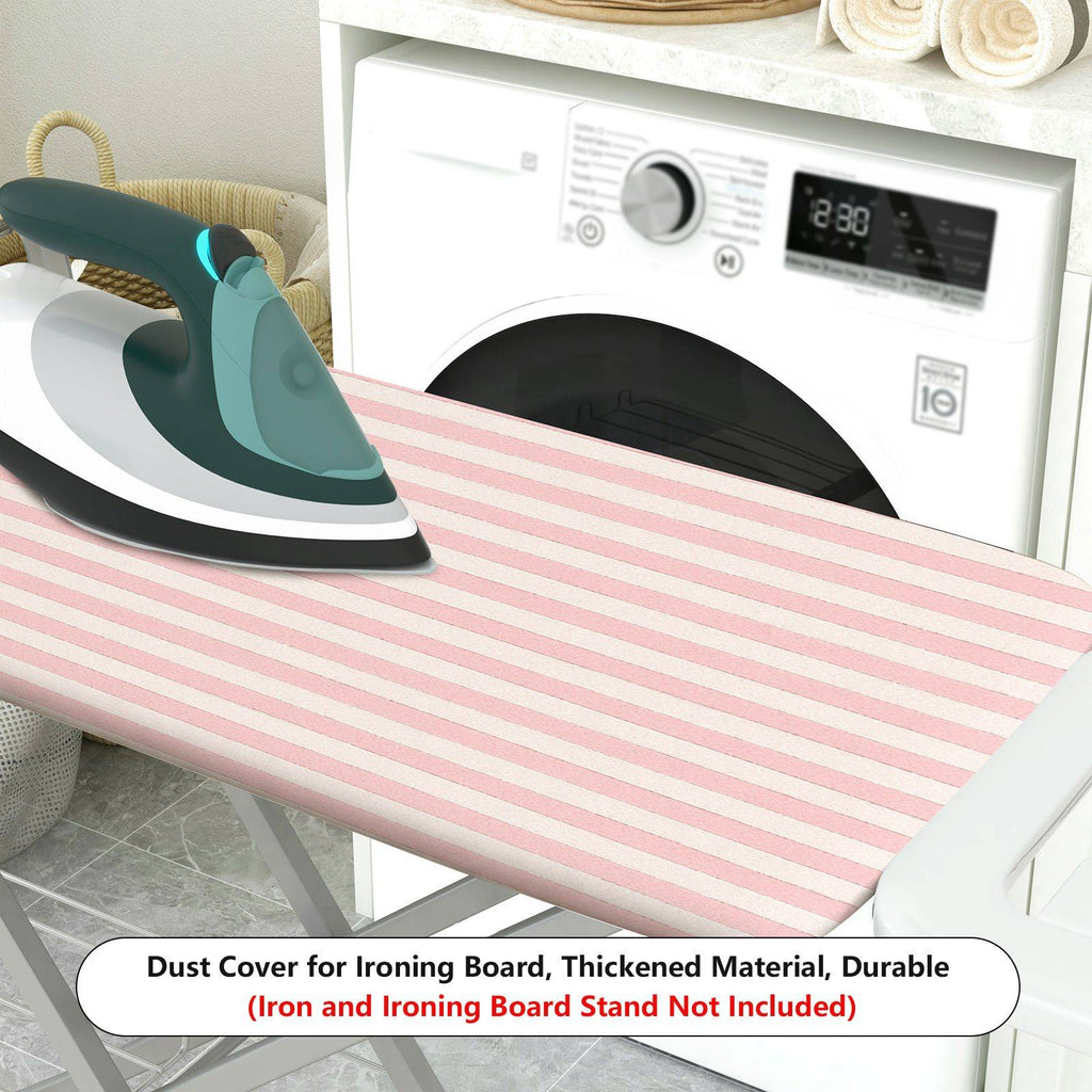 1-Piece Striped Pink White Pastel  Ironing Board Cover, Universal Size, Without Board