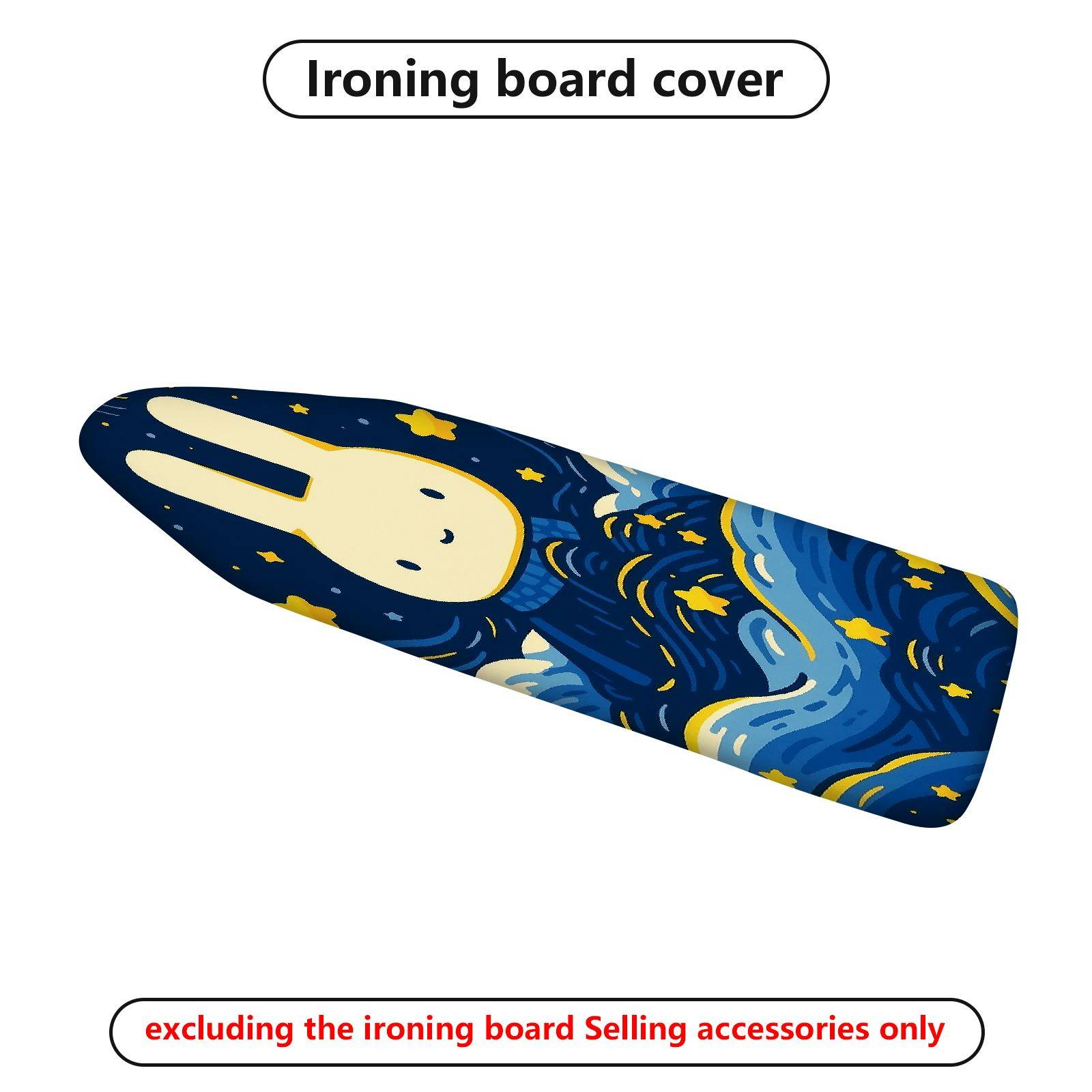 1-Piece Rabbit Starry Night Blue  Ironing Board Cover, Universal Size, Without Board