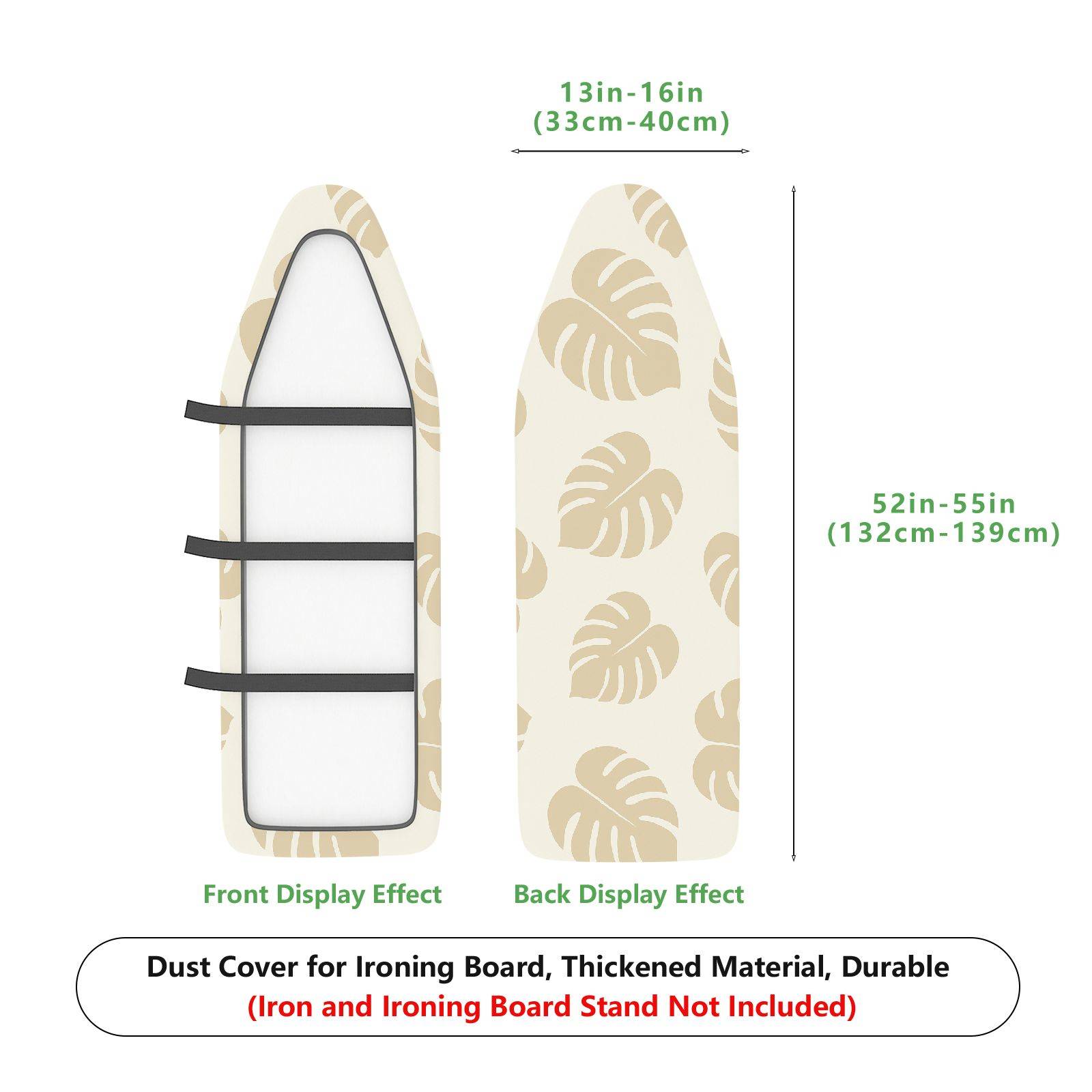 1-Piece Tropical Leaf Beige Pattern  Ironing Board Cover, Universal Size, Without Board