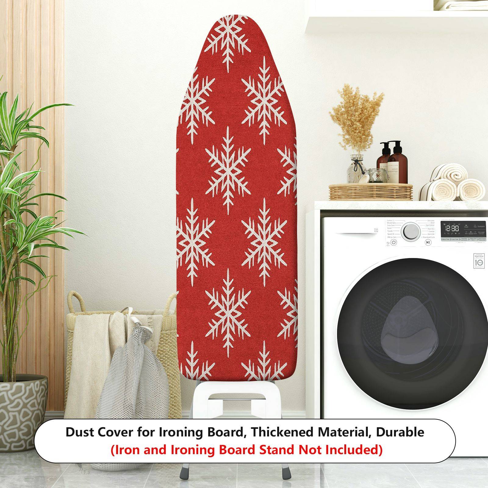 1-Piece Snowflake Red Christmas Holiday  Ironing Board Cover, Universal Size, Without Board