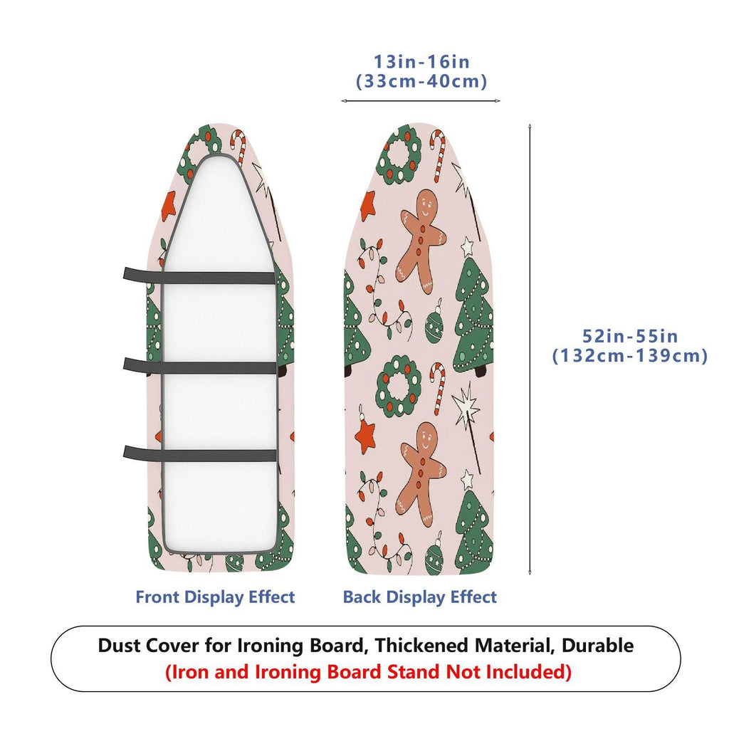1-Piece Gingerbread Christmas Tree Candy Cane  Ironing Board Cover, Universal Size, Without Board
