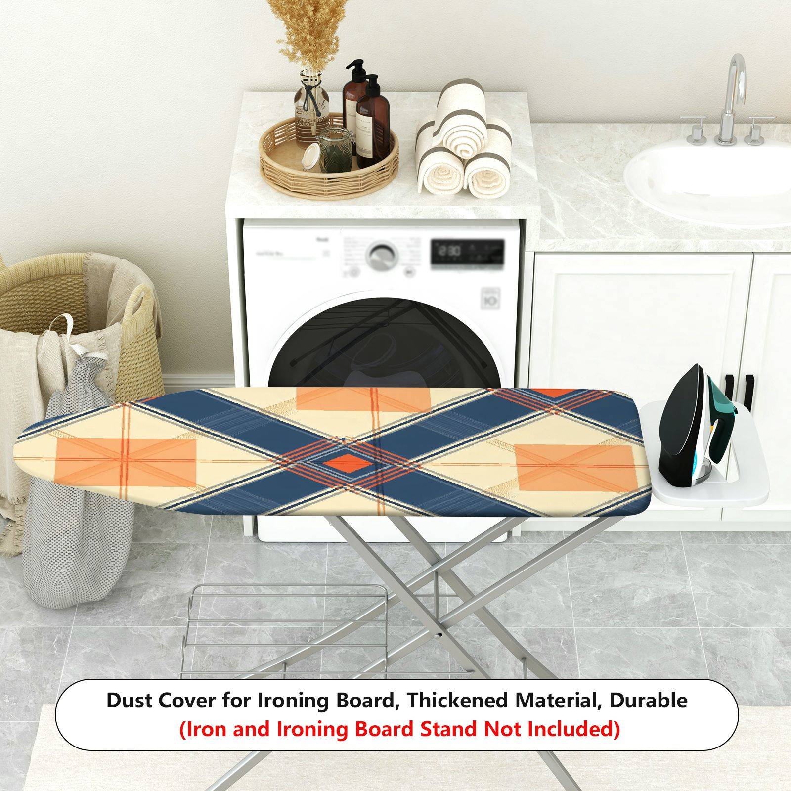 1-Piece Geometric Plaid Pattern Retro  Ironing Board Cover, Universal Size, Without Board