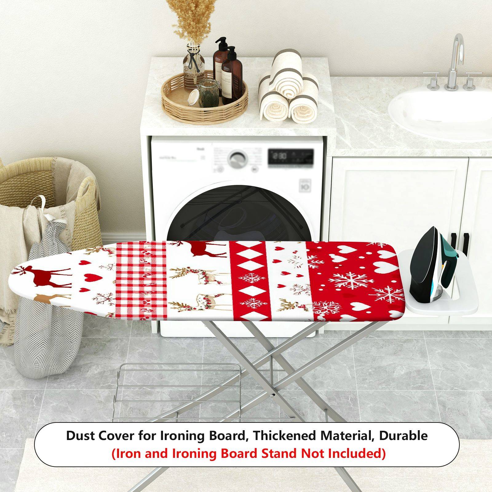 1-Piece Reindeer Snowflake Heart  Ironing Board Cover, Universal Size, Without Board