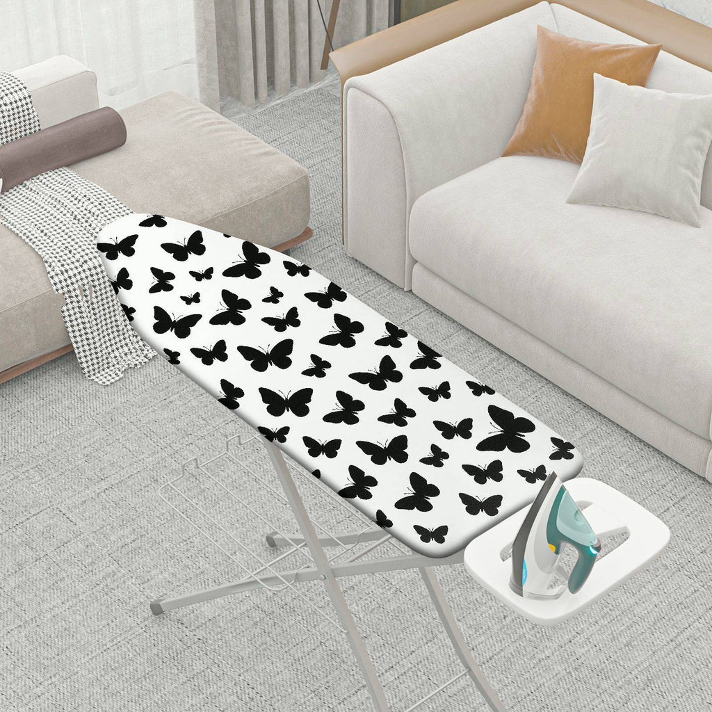 1-Piece Butterfly Pattern Black And White Elegant  Ironing Board Cover, Universal Size, Without Board