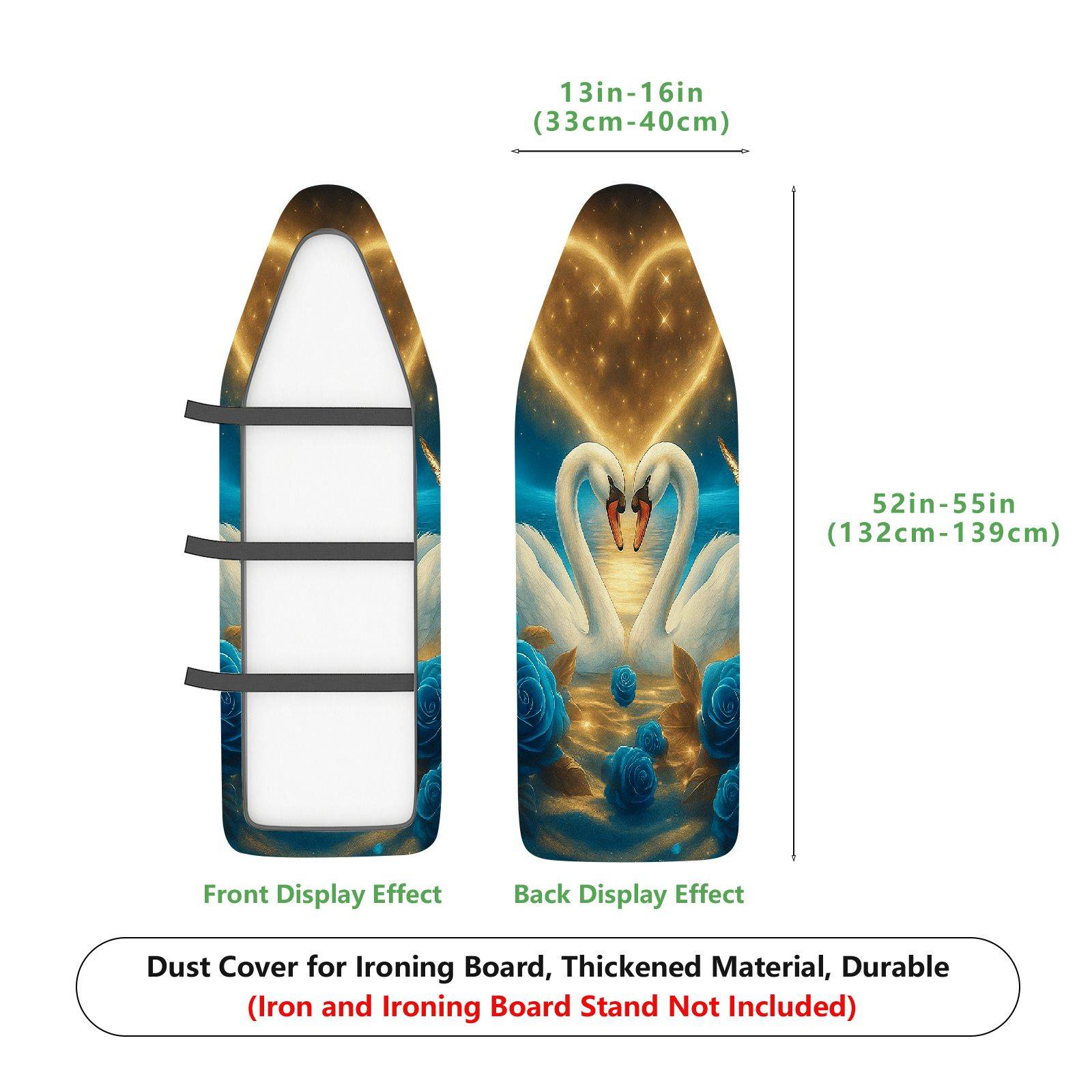 1-Piece Swan Blue Rose Starry  Ironing Board Cover, Universal Size, Without Board