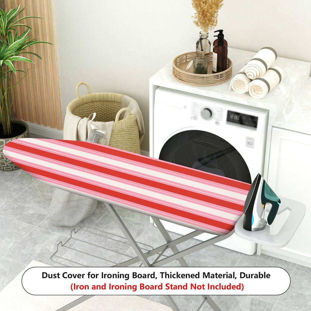 1-Piece Striped Red White Classic  Ironing Board Cover, Universal Size, Without Board