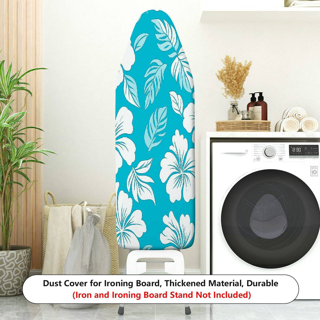 1-Piece Tropical Floral Leaves Blue  Ironing Board Cover, Universal Size, Without Board