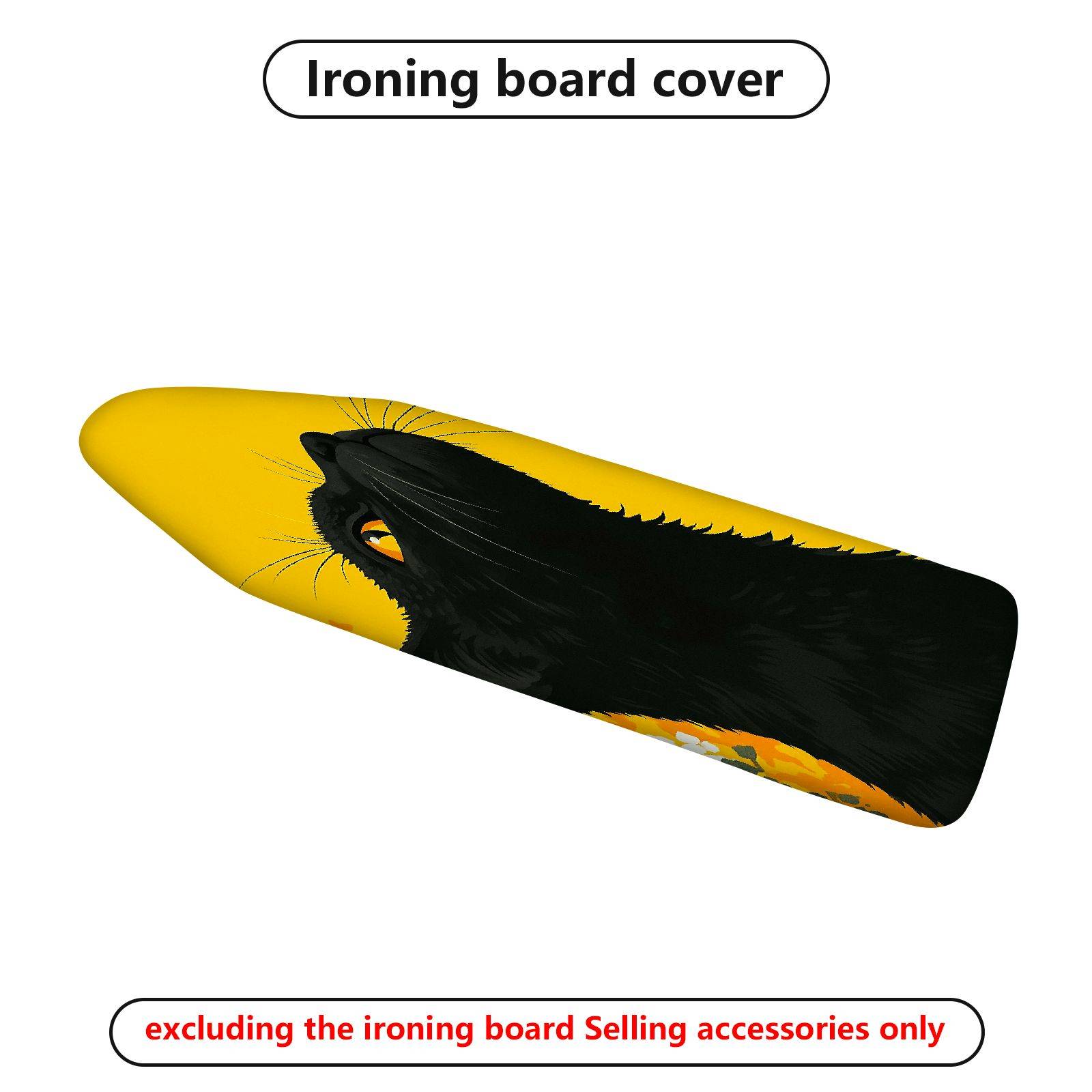 1-Piece Black Cat Yellow Halloween  Ironing Board Cover, Universal Size, Without Board
