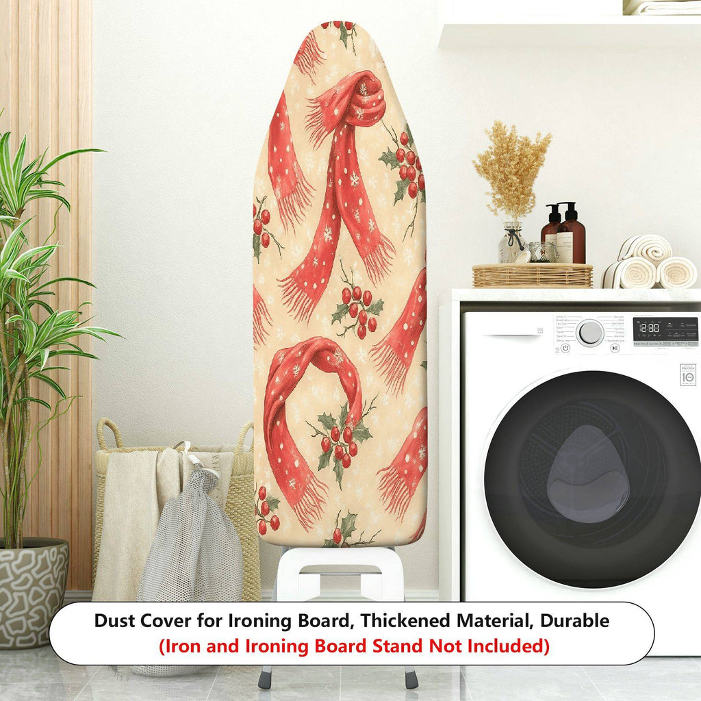 1-Piece Christmas Red Scarf Holly  Ironing Board Cover, Universal Size, Without Board