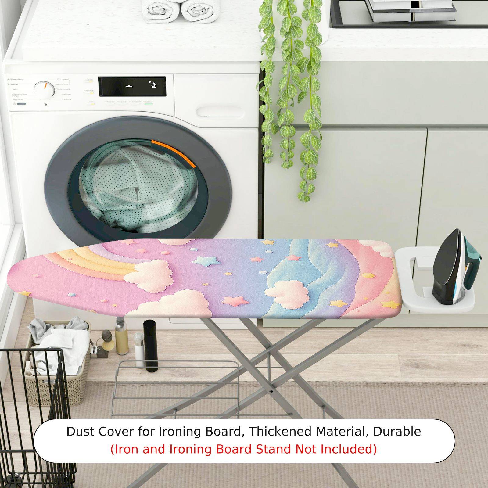 1-Piece Rainbow Clouds Stars  Ironing Board Cover, Universal Size, Without Board