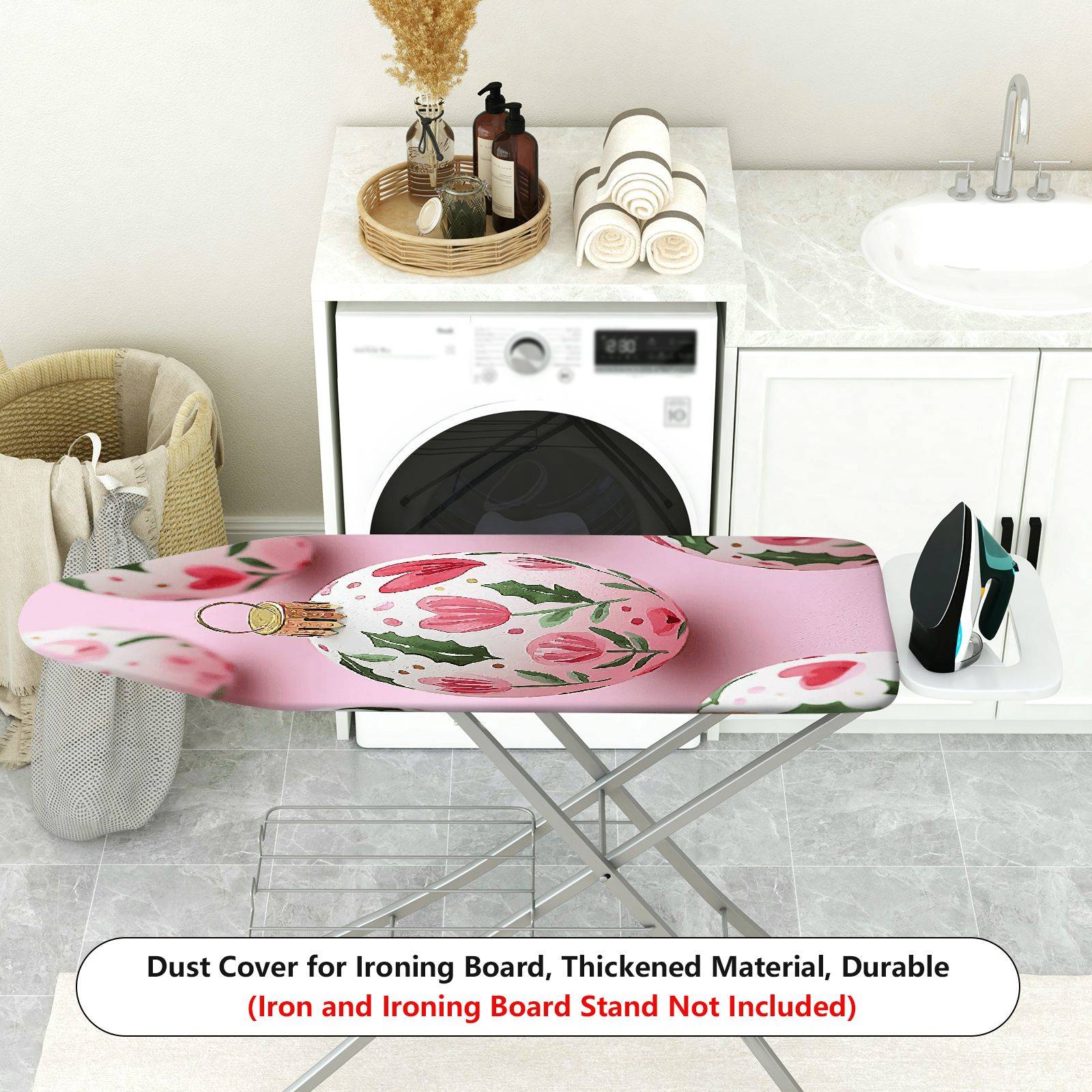 1-Piece Christmas Floral Decorative  Ironing Board Cover, Universal Size, Without Board