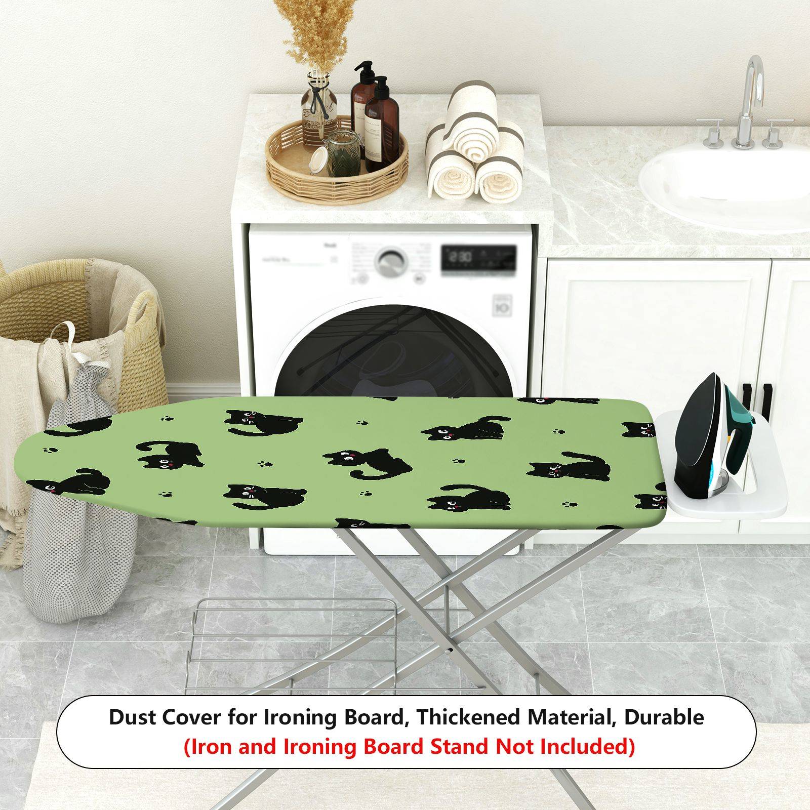 1-Piece Black Cat Paw Print  Ironing Board Cover, Universal Size, Without Board