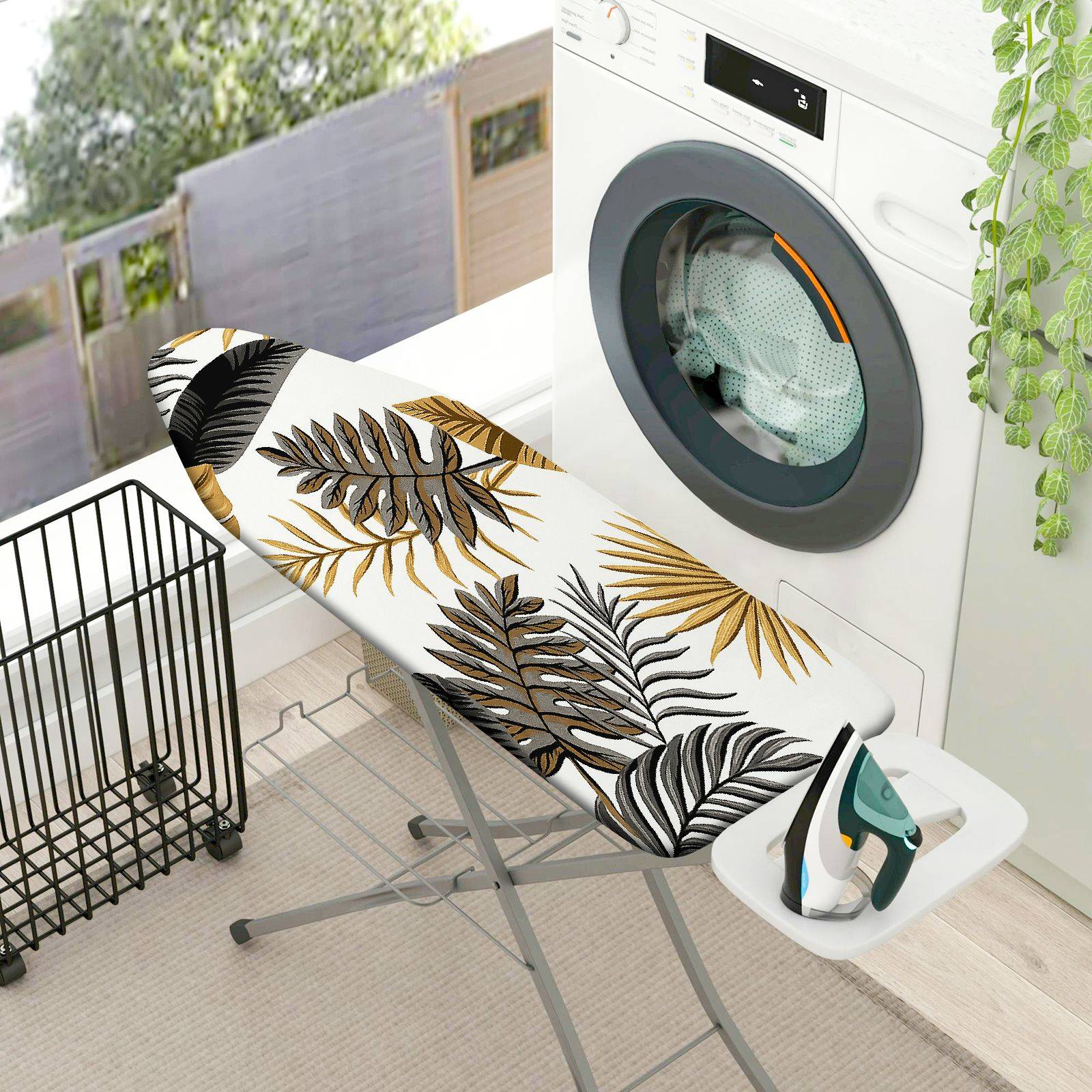 1-Piece Tropical Leaves Pattern Nature Brown  Ironing Board Cover, Universal Size, Without Board