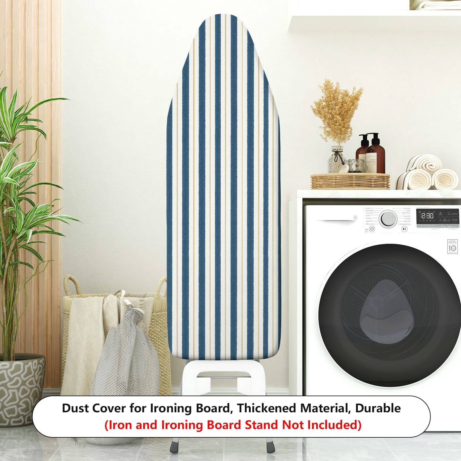 1-Piece Striped Pattern Blue White  Ironing Board Cover, Universal Size, Without Board