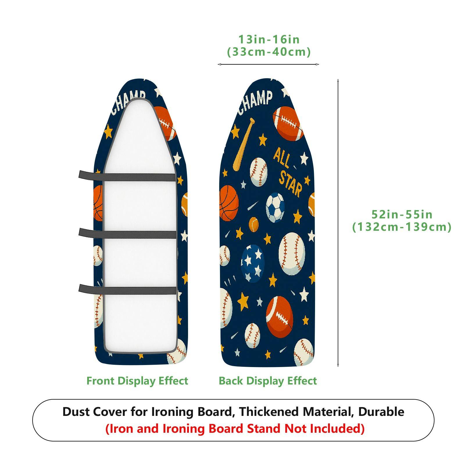 1-Piece Sports Balls Stars  Ironing Board Cover, Universal Size, Without Board