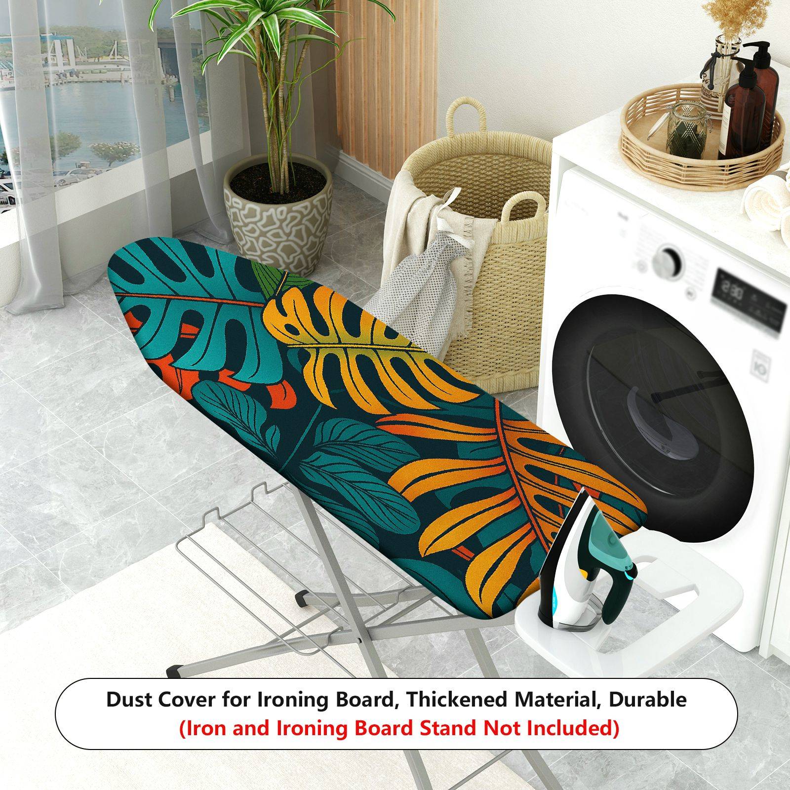 1-Piece Tropical Leaf Pattern Vibrant Color Decorative  Ironing Board Cover, Universal Size, Without Board