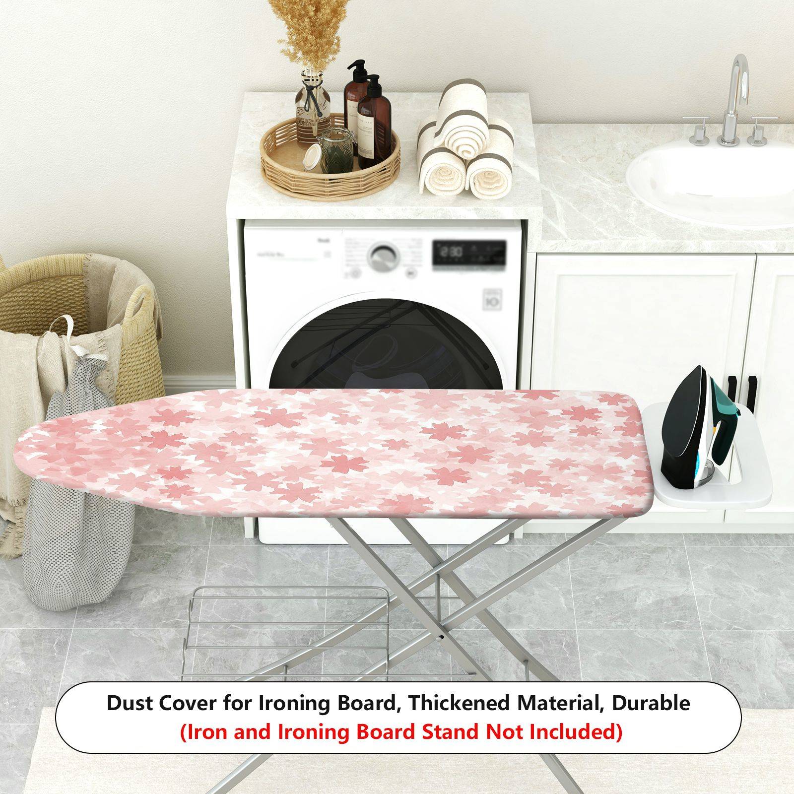 1-Piece Floral Pattern Pink Star  Ironing Board Cover, Universal Size, Without Board