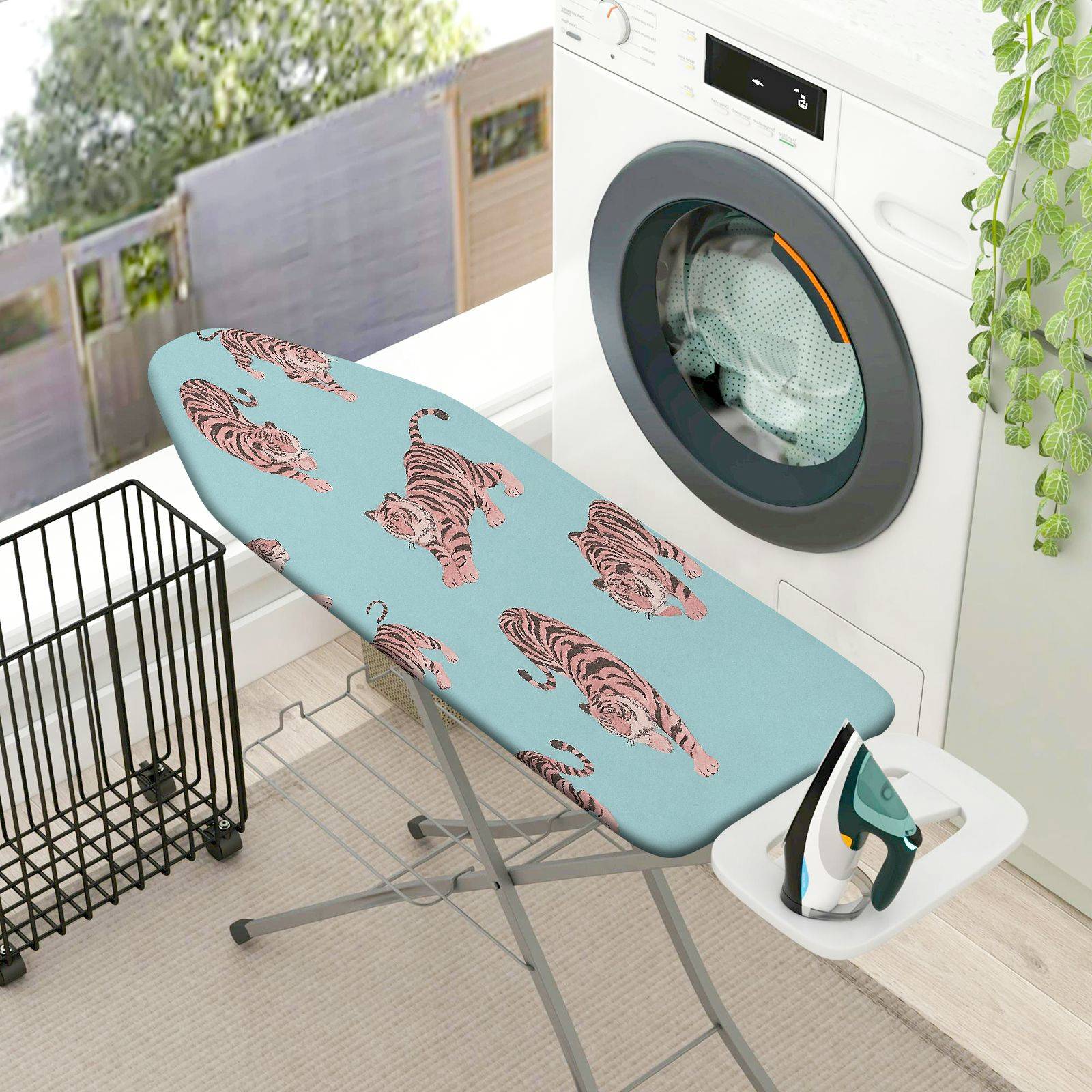 1-Piece Tiger Pattern Blue Animal Theme  Ironing Board Cover, Universal Size, Without Board