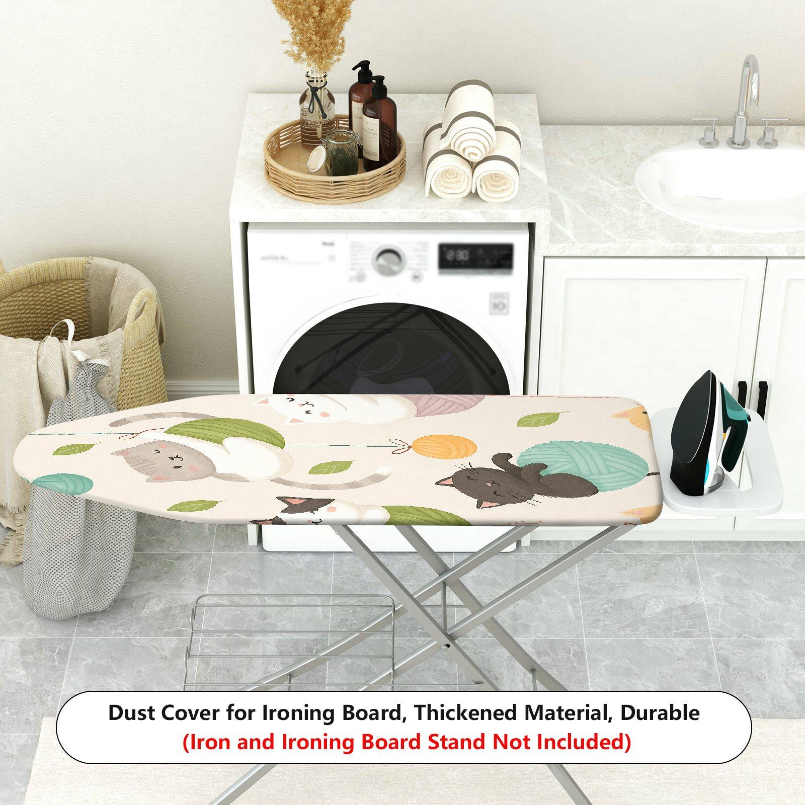 1-Piece Cat Yarn Playful  Ironing Board Cover, Universal Size, Without Board