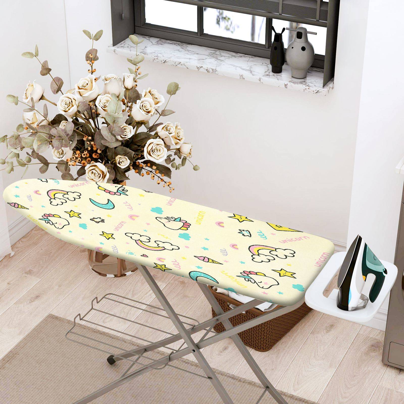1-Piece Unicorn Cloud Star  Ironing Board Cover, Universal Size, Without Board