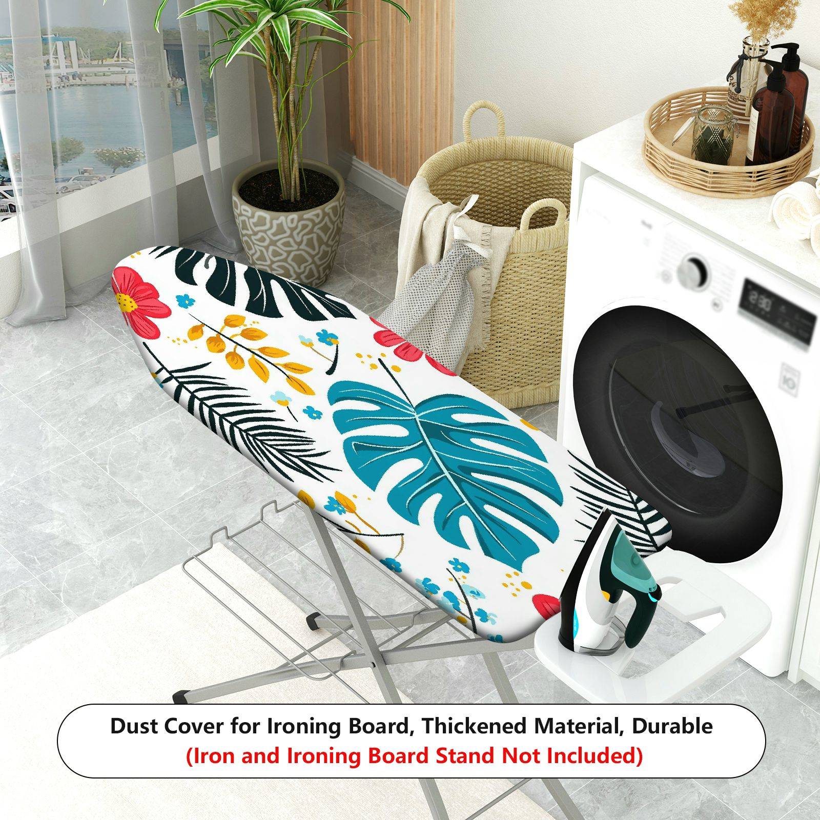 1-Piece Floral Tropical Leaf Pattern Colorful  Ironing Board Cover, Universal Size, Without Board