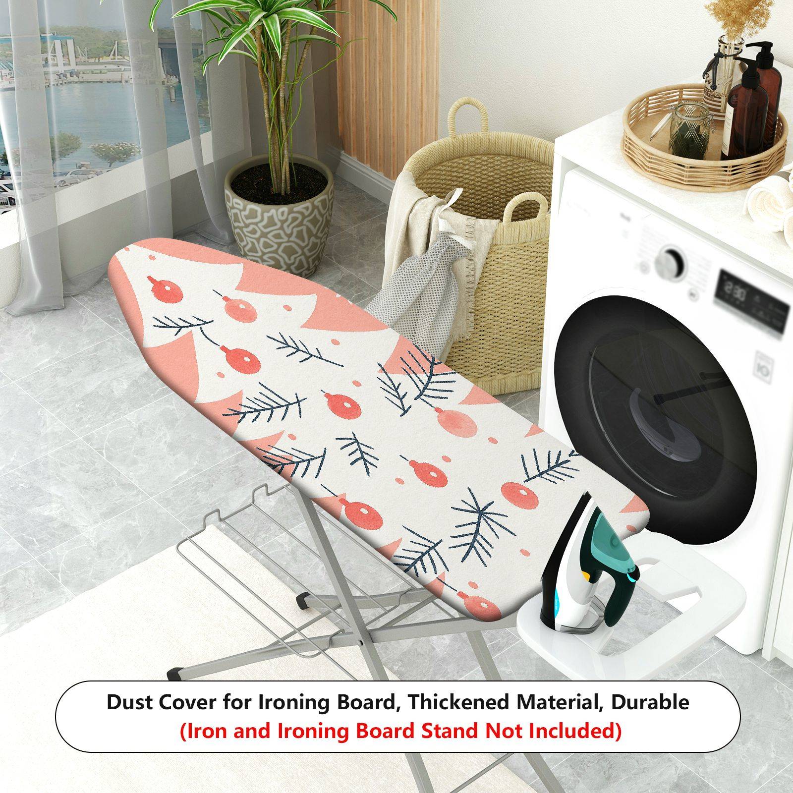 1-Piece Christmas Tree Festive Red Holiday  Ironing Board Cover, Universal Size, Without Board