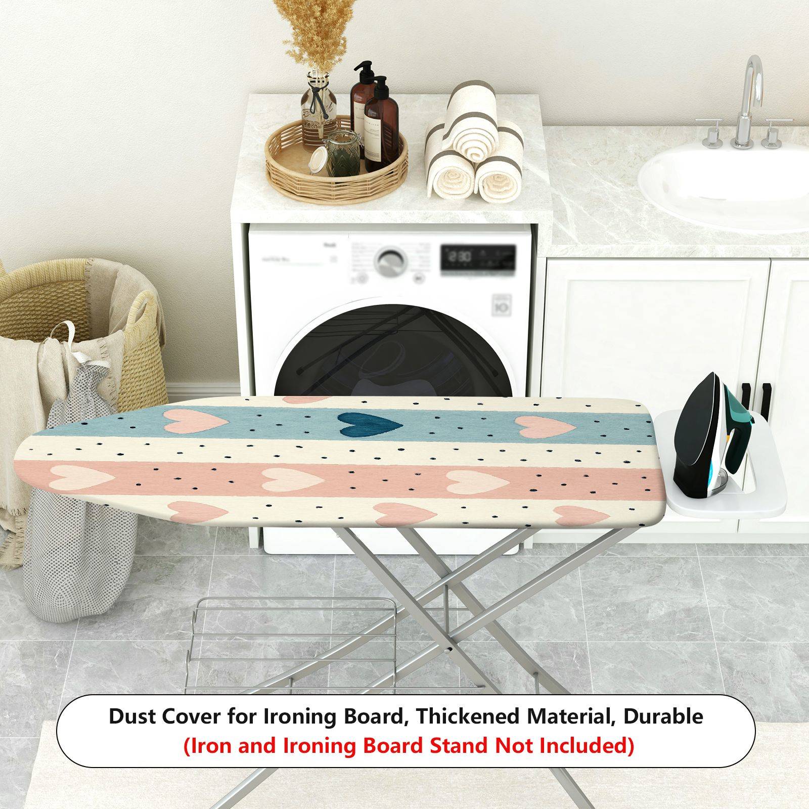 1-Piece Heart Striped Pattern Multicolor  Ironing Board Cover, Universal Size, Without Board