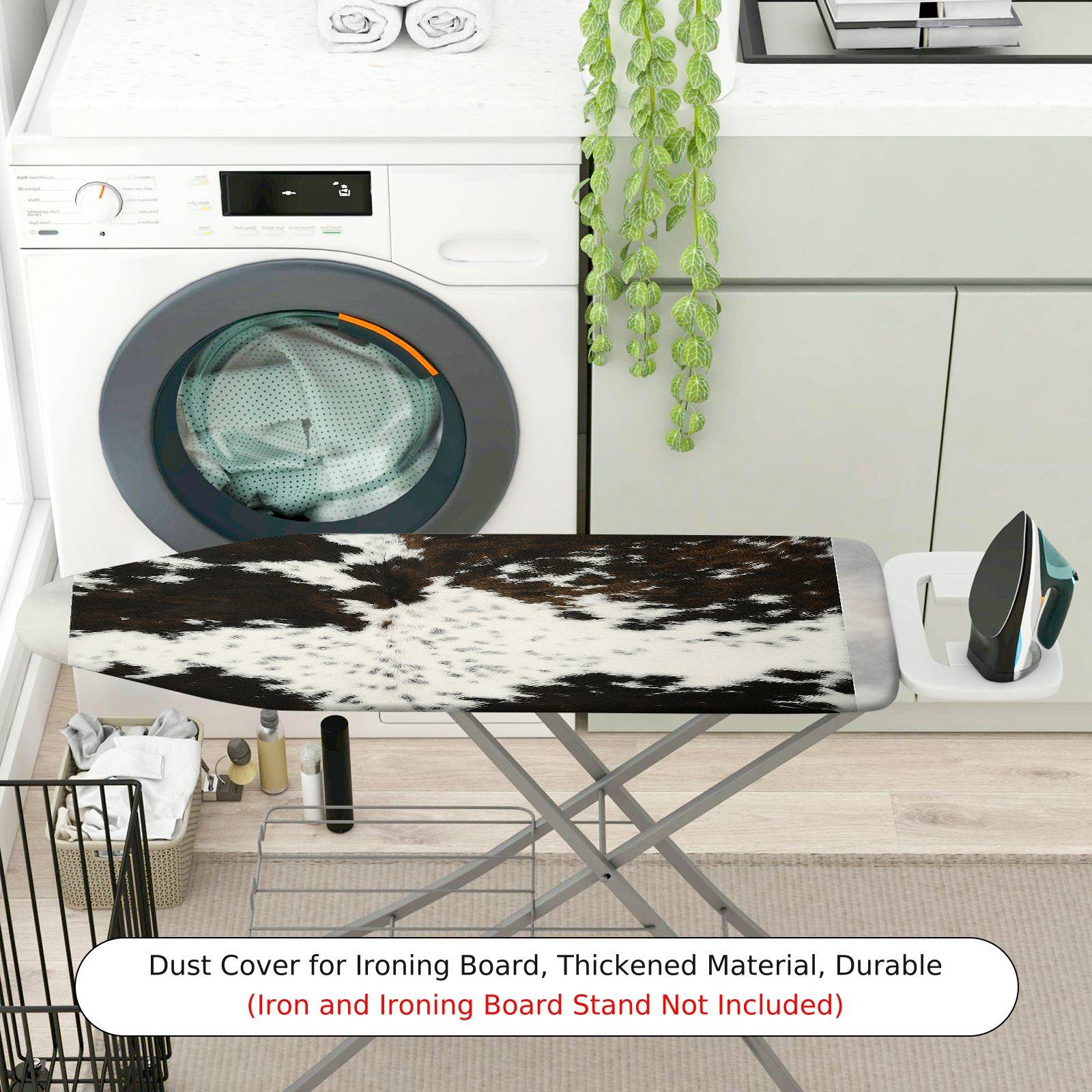 1-Piece Animal Print Faux Fur Black And White  Ironing Board Cover, Universal Size, Without Board
