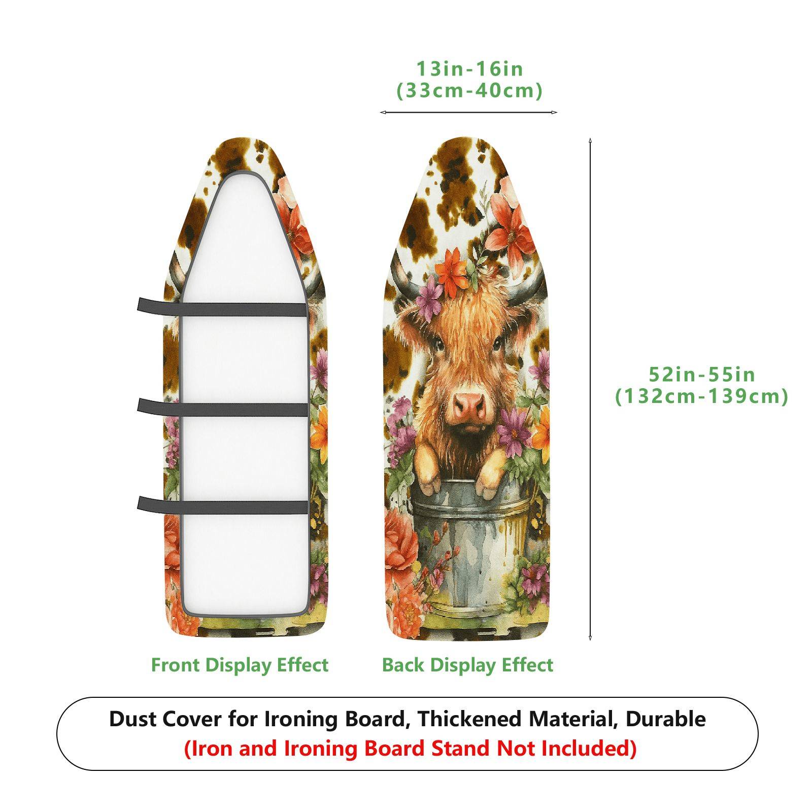 1-Piece Floral Animal Nature  Ironing Board Cover, Universal Size, Without Board
